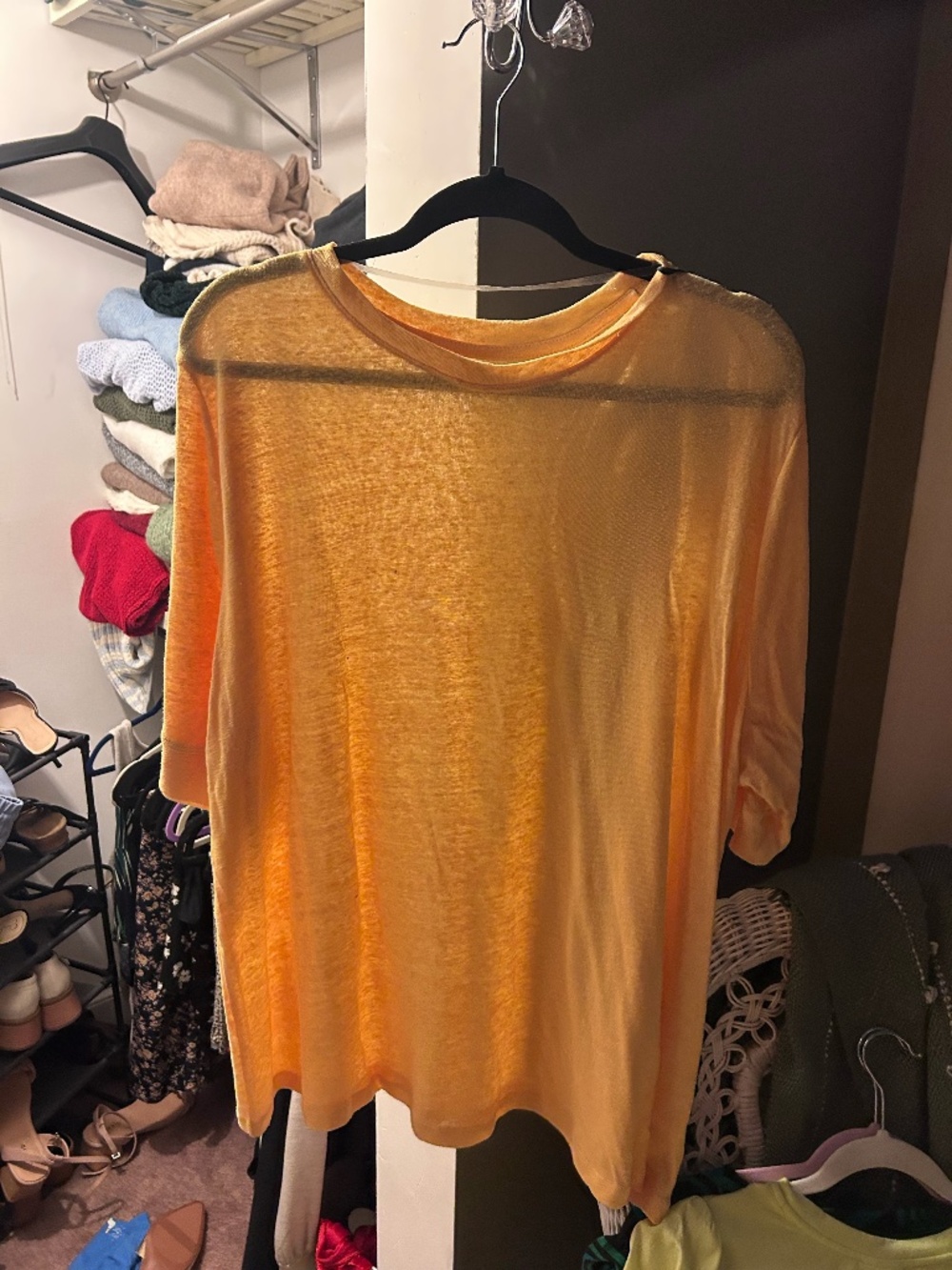 NWT Ava & Viv Yellow Linen-Blend Short-Sleeve Top 2X